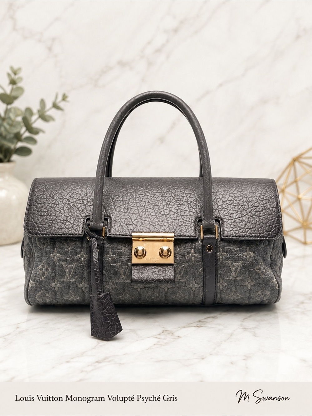 RARE 2010 Louis Vuitton Monogram Volupté Psyché Gris Runway Bag FL3180
